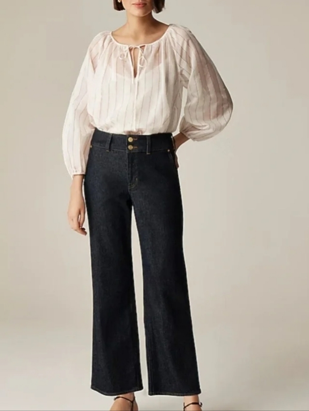 J. Crew Slim Wide Leg Jeans Stacked Buttons Size 28